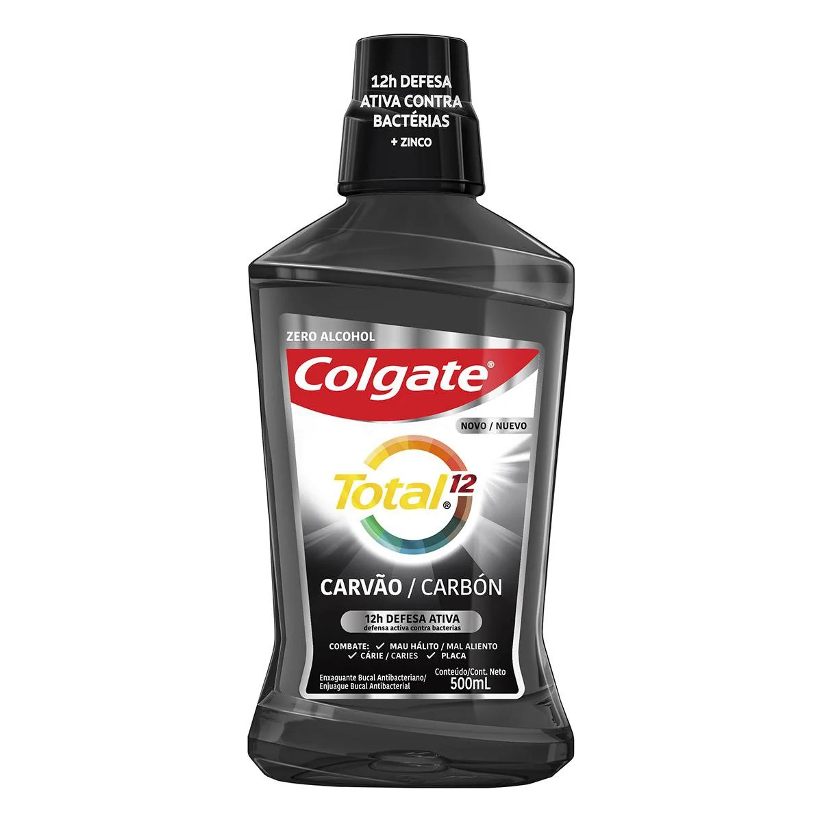 Enxáguante Bucal Colgate Total 12 Carvão Zero Álcool Frasco 500ml