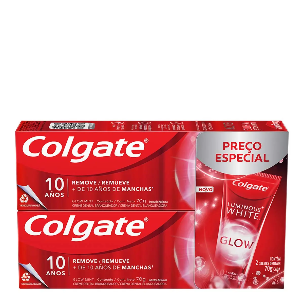 Pack Creme Dental Glow Mint Colgate Luminous White Caixa 140g 2 Unidades