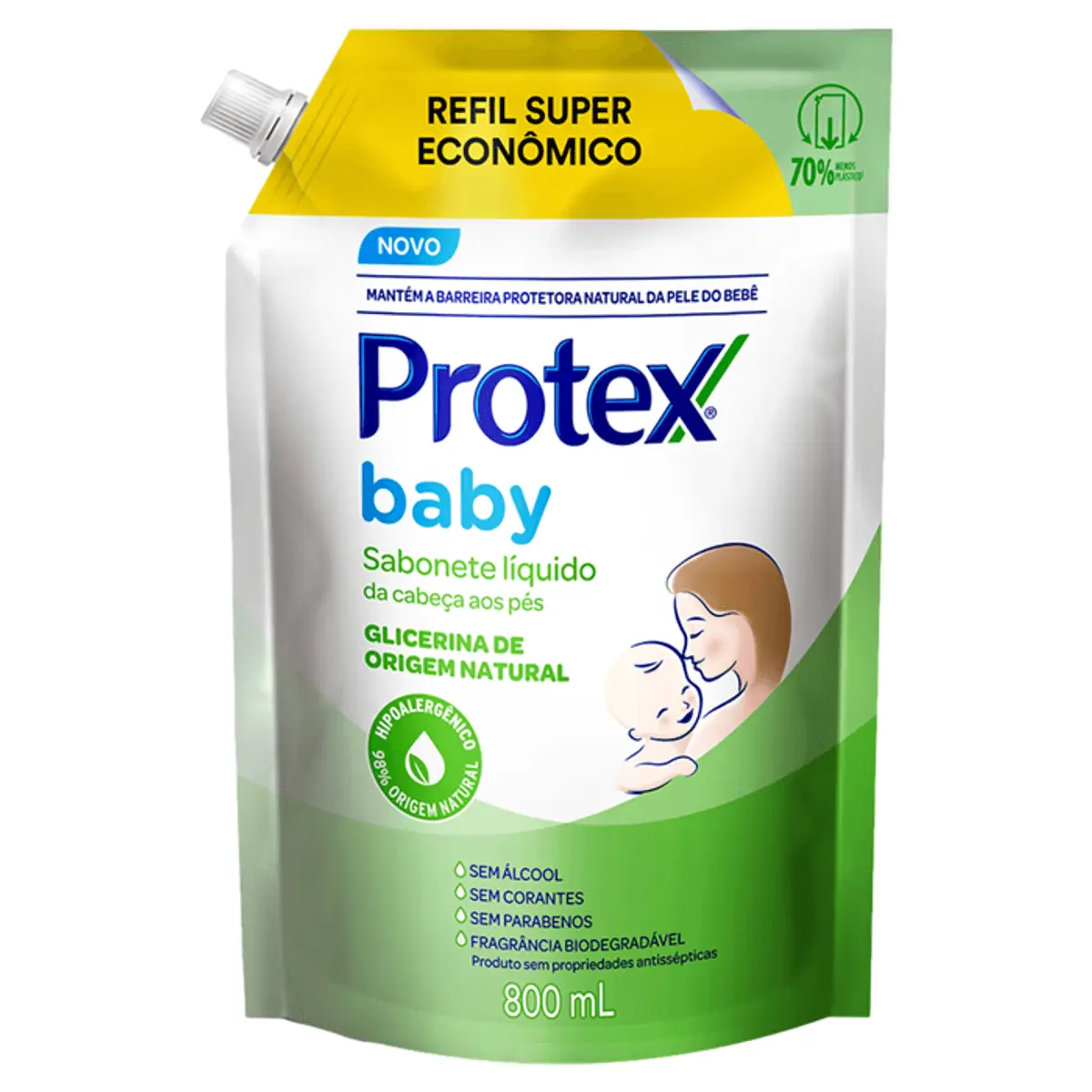 Sabonete Líquido Da Cabeça Aos Pés De Glicerina Protex Baby Sachê 800ml Refil Super Econômico