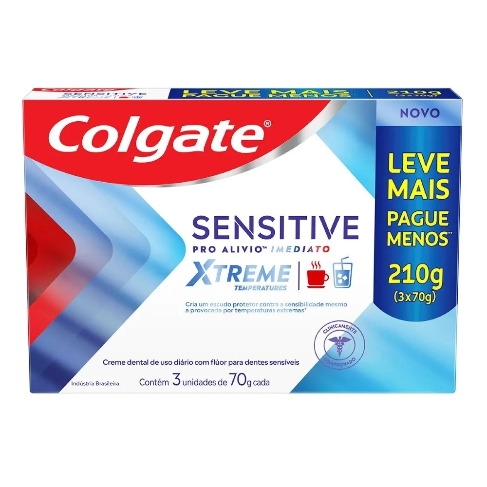 Pack Creme Dental Xtreme Colgate Sensitive Pro Alívio Imediato Caixa 210g 3 Unidades Leve Mais Pague