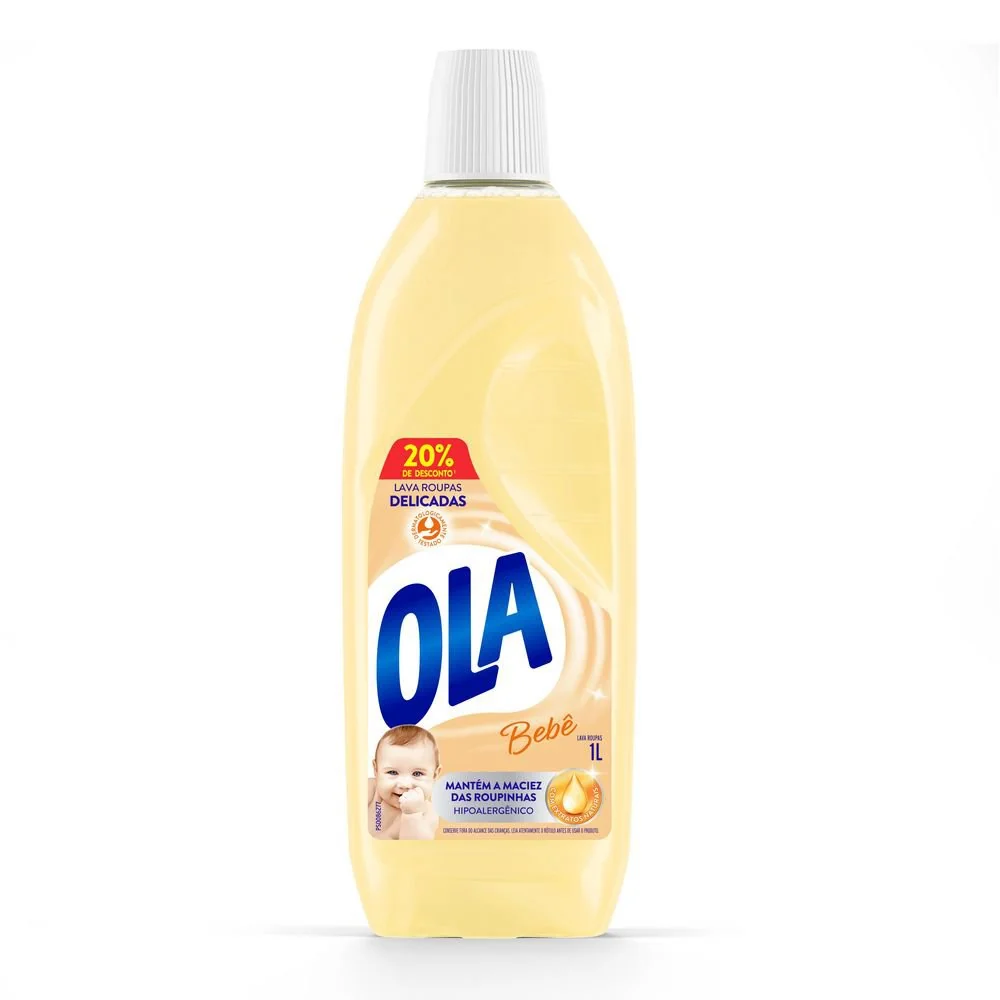Lava Roupas Líquido Bebê Ola Frasco 1l Grátis 20 De Desconto