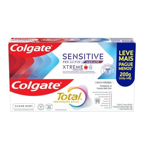 Kit Creme Dental Xtreme Sensitive Pro Alívio Imediato 110g Clean Mint Total Prevenção Ativa 90g Colg