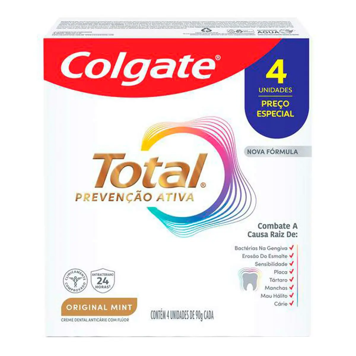 Cr Dent Colg Tot P Ativa Orig Mint 90g C/4 Pr Esp