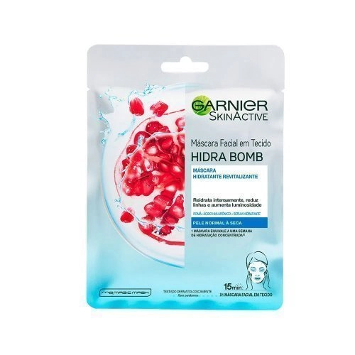 Máscara Facial em Tecido Garnier Hidra Bomb Romã Revitalizante 32g