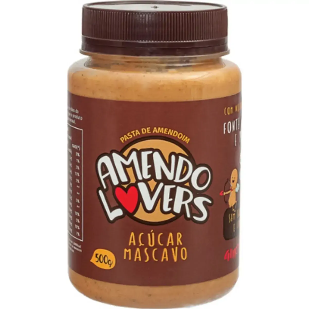 Pasta De Amendoim Com Açúcar Mascavo Zero Lactose Amendo Lovers Pote 500g