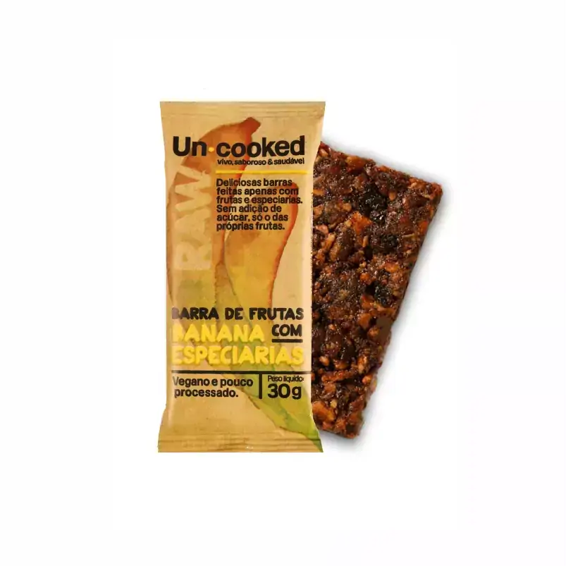 Barra de Banana com Especiarias Sem Glúten Vegano Uncooked 30g