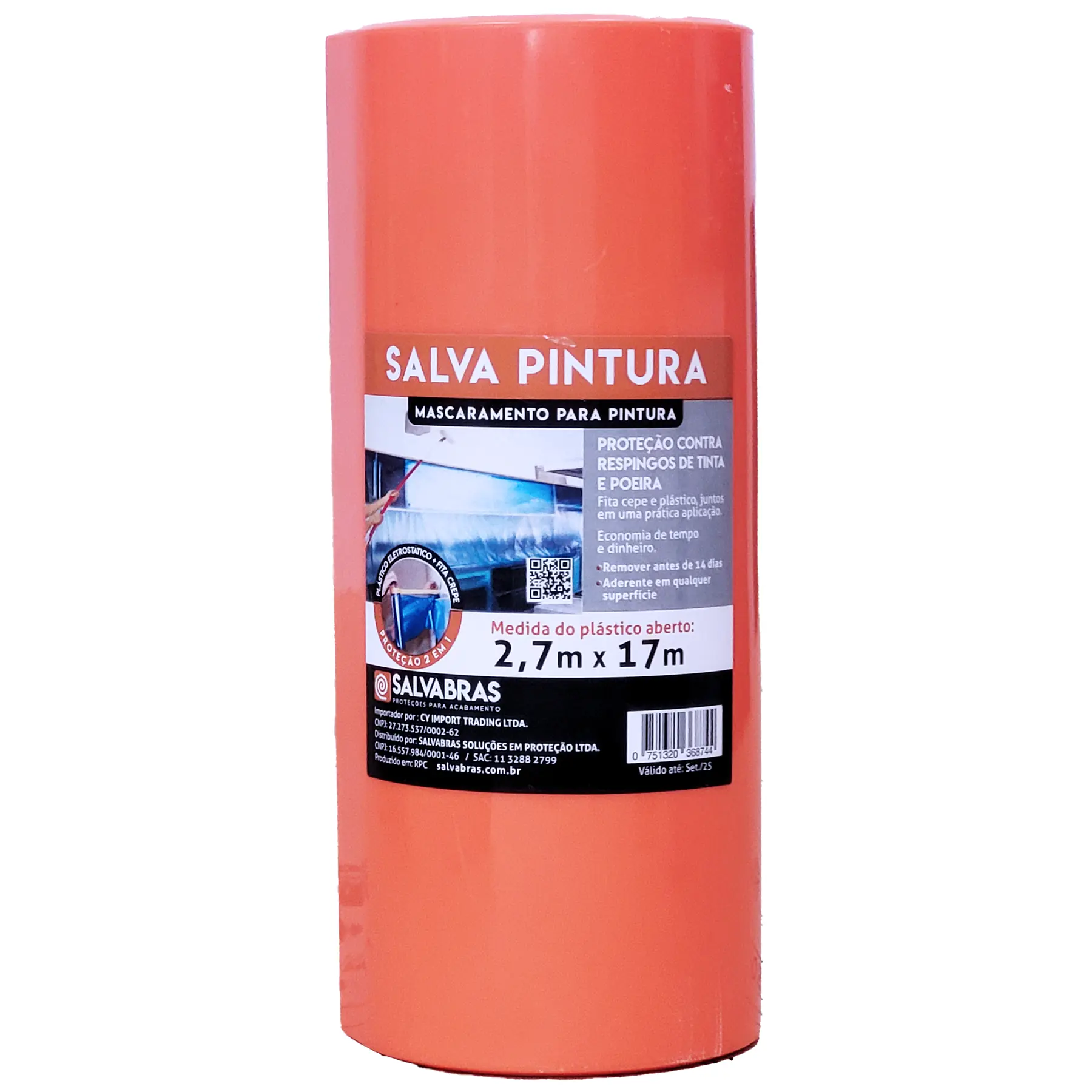 Protetor de Piso com Aplicador para Pintura e Construção 2,7x17m Azul Salvabras