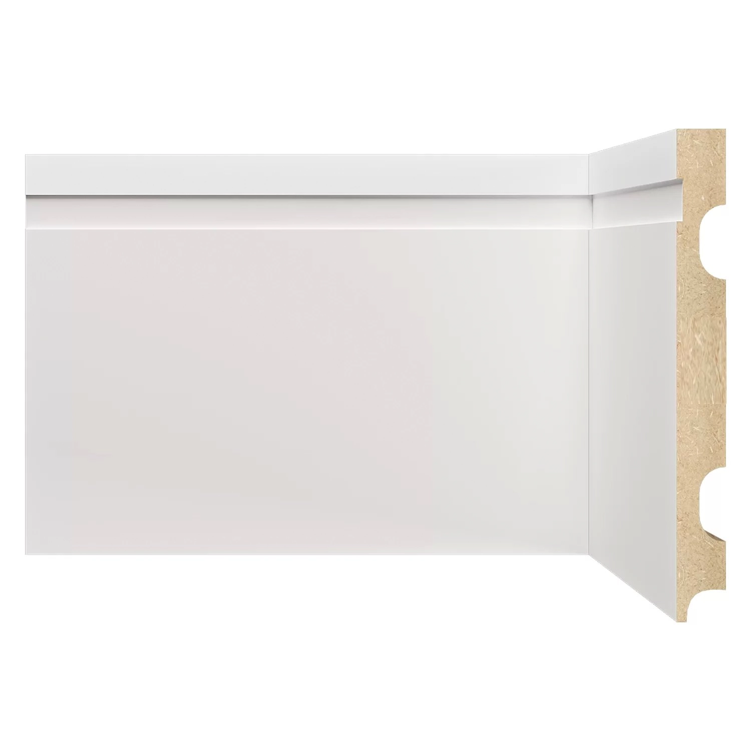 Rodapé De Mdf 15cmx15mmx2,40m Com Friso 1502  Branco Frisado