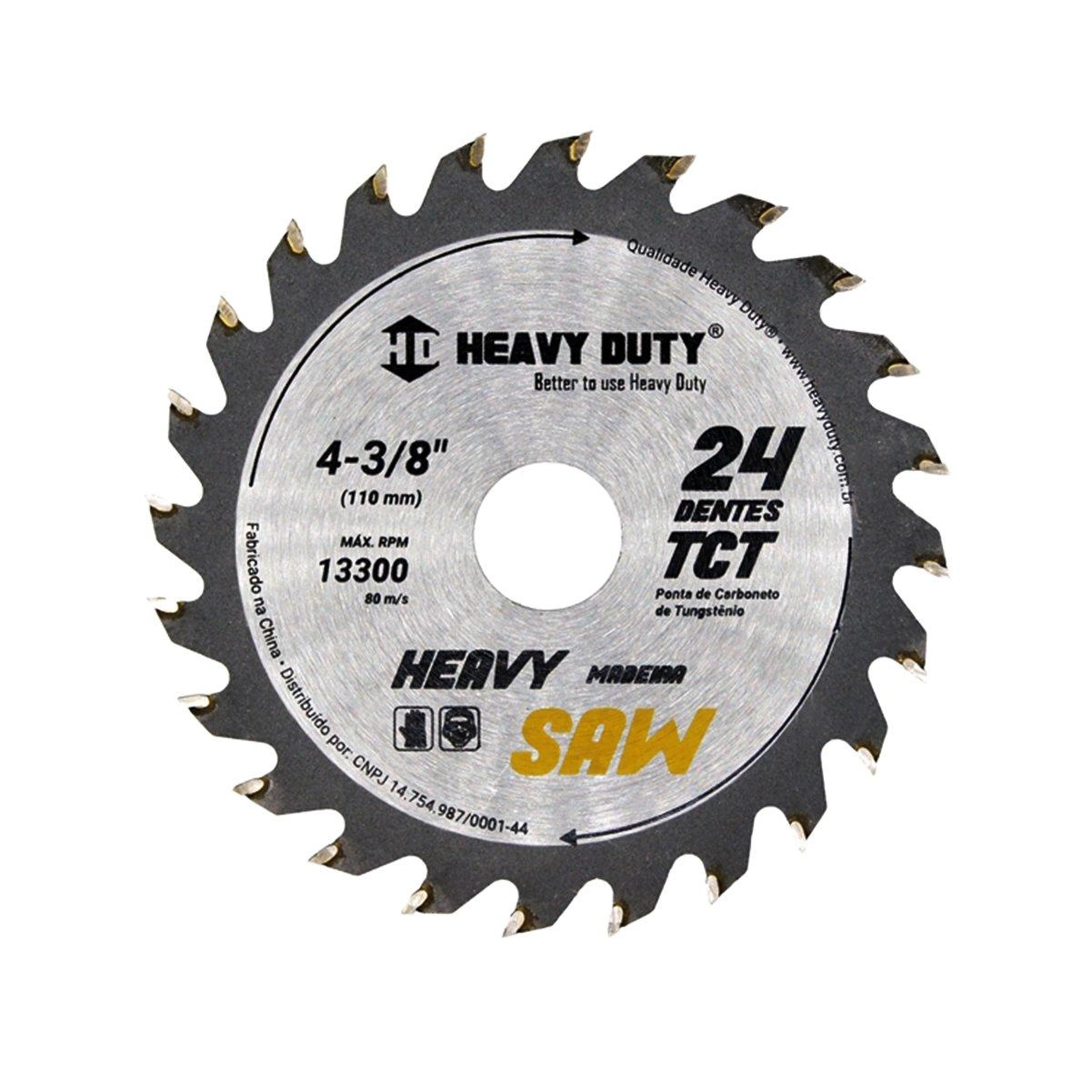Serra Circular Vídea Para Madeira 4.3/8" X 24 Dentes - Heavy Duty, Tamanho: 4 - 3/8"