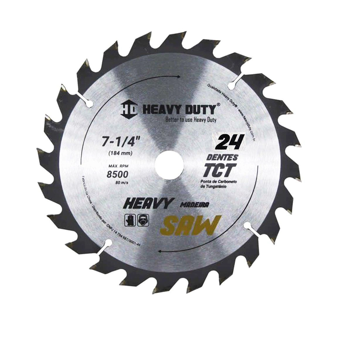 Serra Circular Vídea Para Madeira 7.1/4" X 24 Dentes - Heavy Duty, Tamanho: 7 - 1/4"