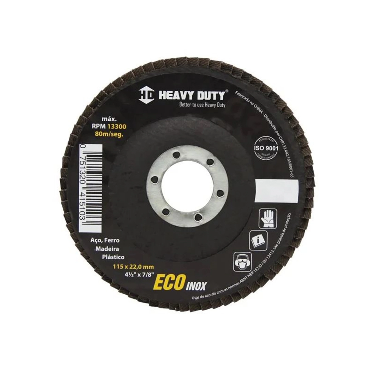 Disco Lixa Flap Ecoinox Fibra Cônico 4.1/2" Gr 40 - H. Duty