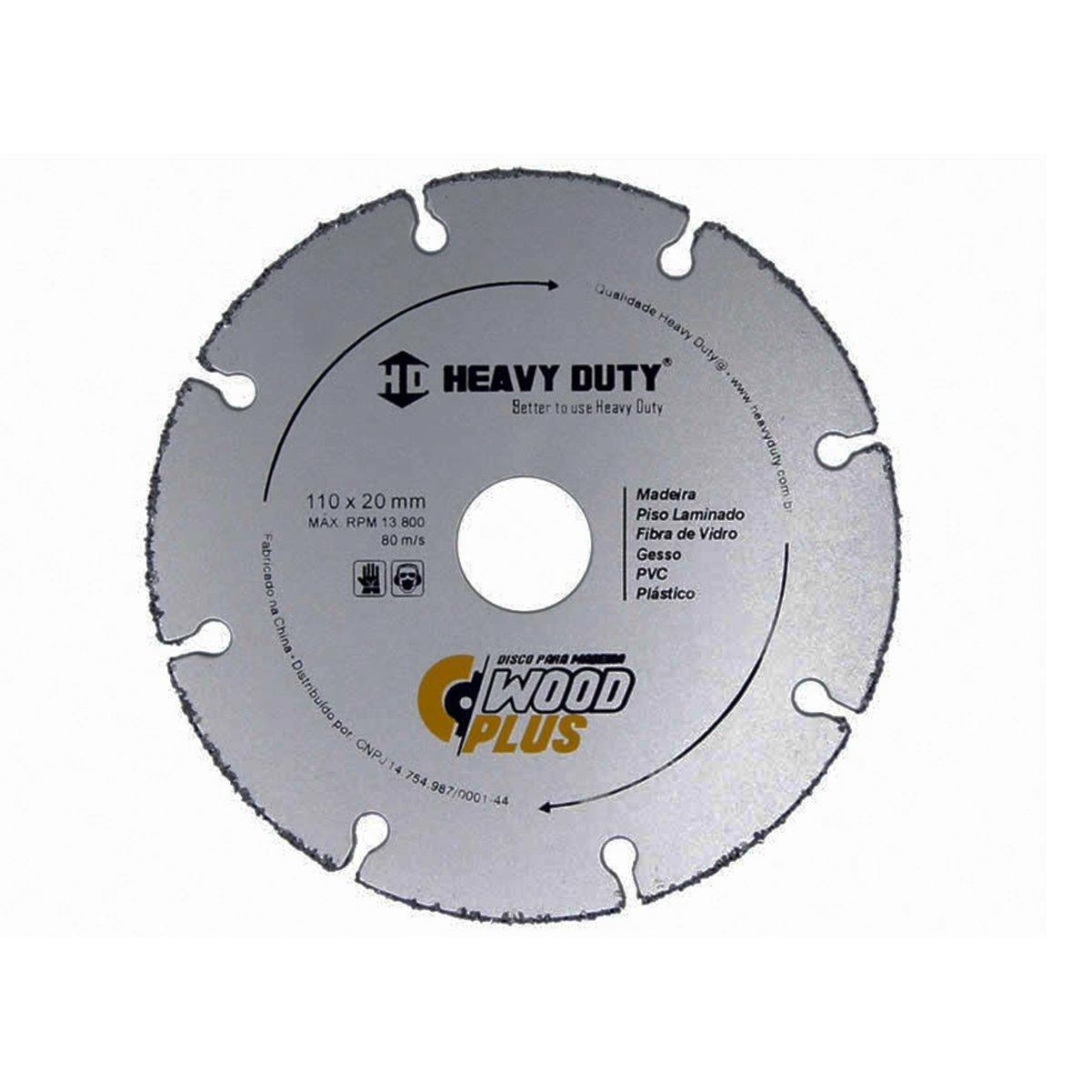 Disco Tungstenio Woodplus Madeira 110mmx20mm - Heavy Duty, Tamanho: 110mm X 20mm