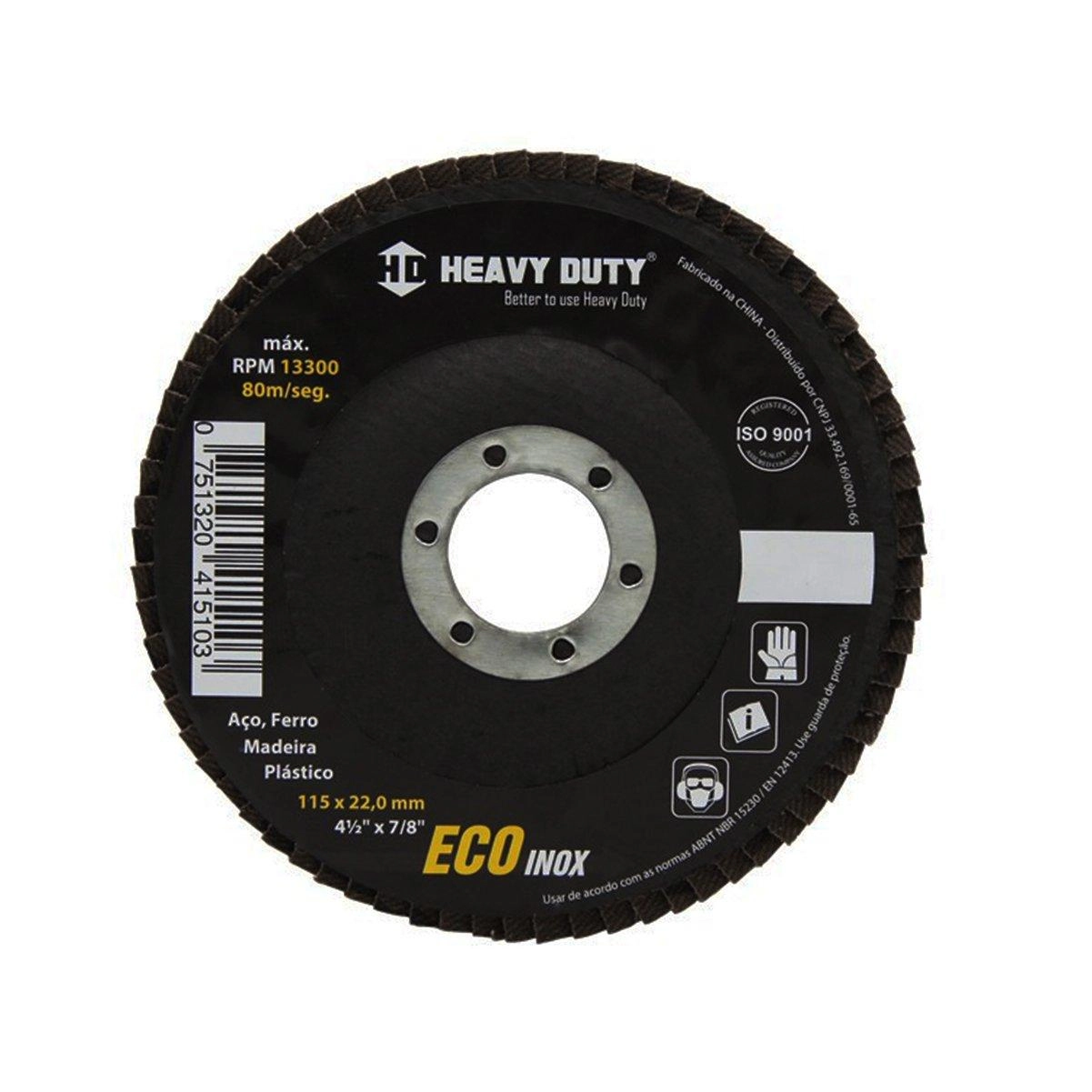 Disco Lixa Flap Ecoinox Fibra Reto 4.1/2 Gr120 - Heavy Duty