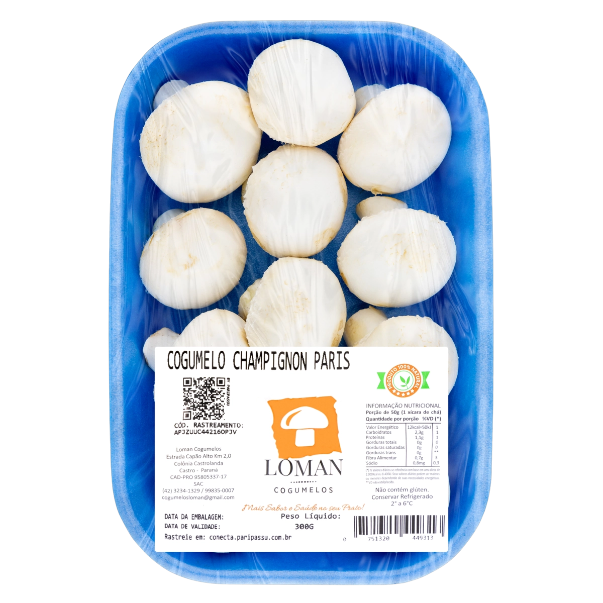 Cogumelo Champignon Paris Loman Cogumelos Bandeja 300g