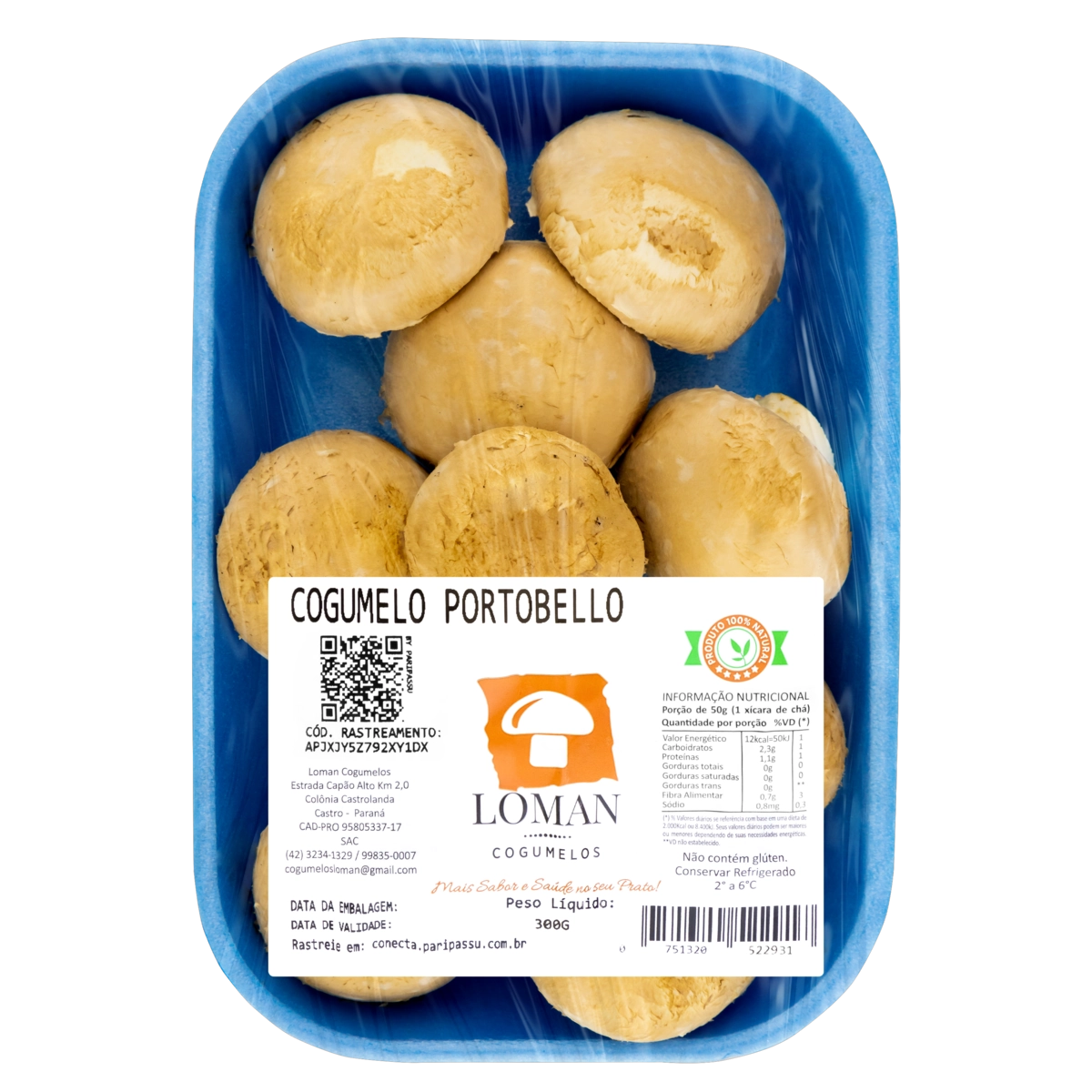 Cogumelo Portobello Loman Cogumelos Bandeja 300g
