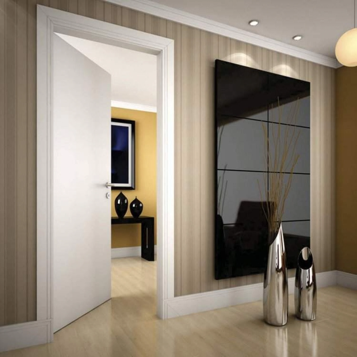 Kit Porta De Madeira 210x60cm Lisa Primer Esquerda Moldufana Branco