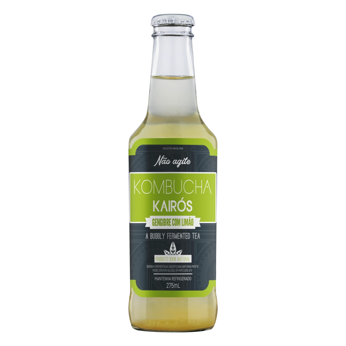 Kombucha Gengibre Com Limão Kairós Garrafa 275ml