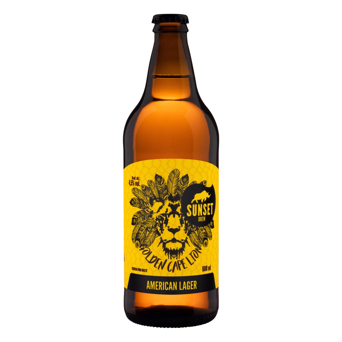 Cerveja American Lager Puro Malte Golden Cape Lion Sunset Brew Garrafa 600ml