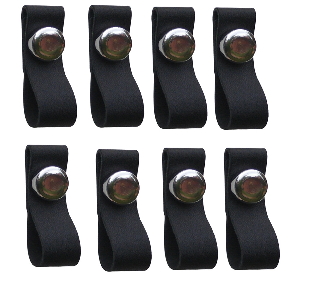 Kit 8 Puxadores Couro Preto