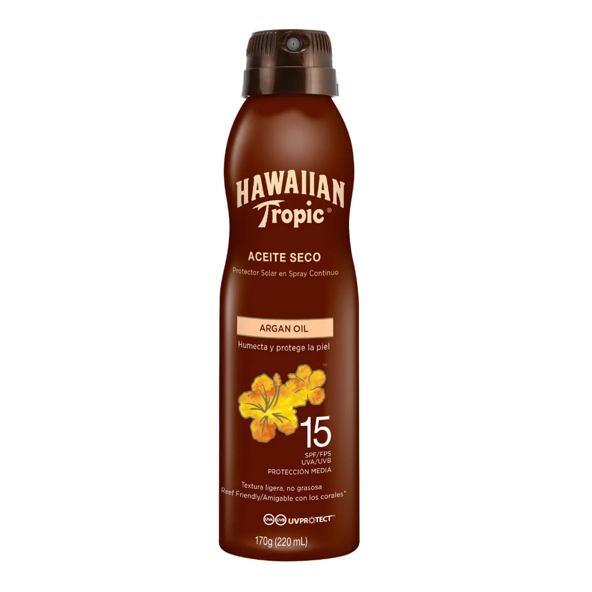 Protetor Solar Em Spray Hawaiian Tropic Aceite Seco Fps 15 170g