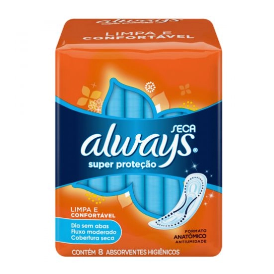 Absorvente Com Abas Seca Always Super Proteção Pacote 8 Unidades