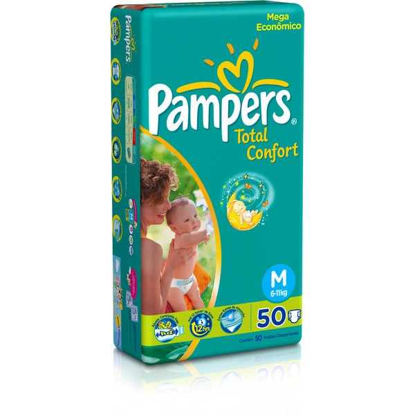Fralda Desc.pampers Total Conf.med. 54 Un