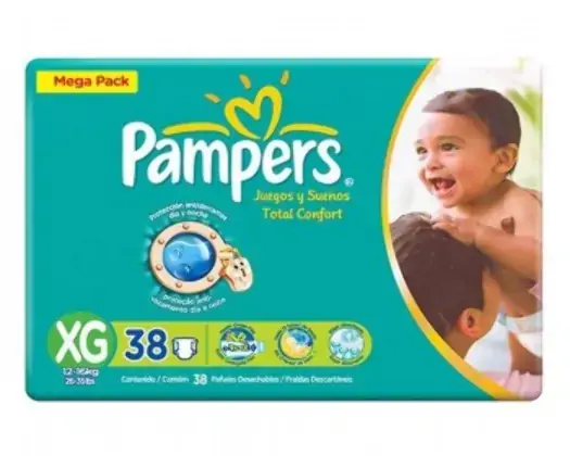 Fraldas Descartáveis Pampers Total Confort Mega Tamanho Xg 38 Unidades