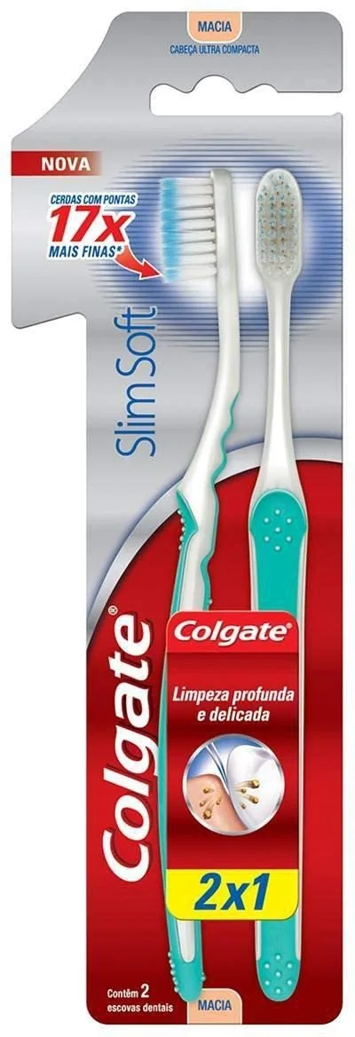 Escova Dental Colgate Slim Soft com 2 Unidades