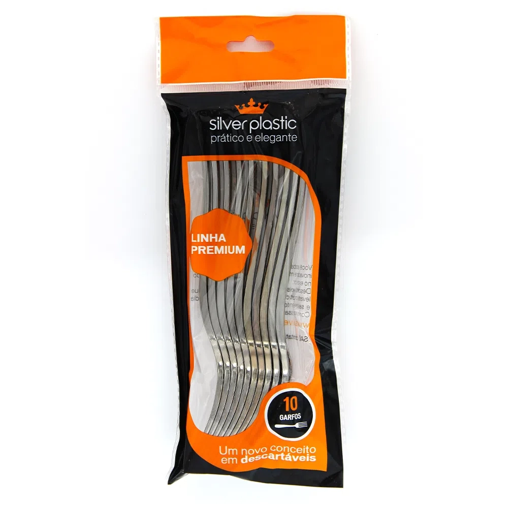 Garfo Refeicao Premium Silver Plastic 60