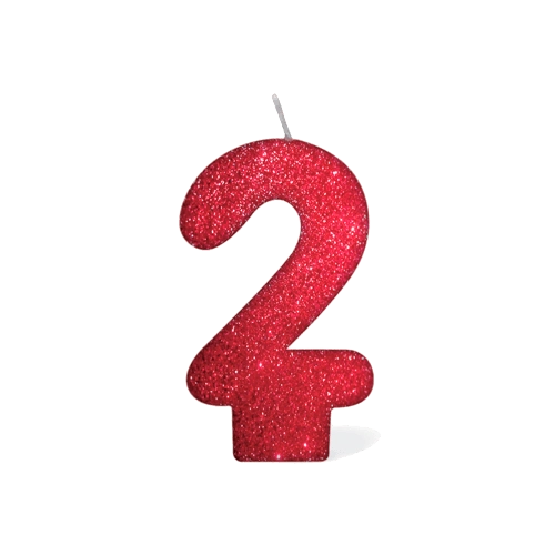 Vela Vermelha Glitter Numero 2
