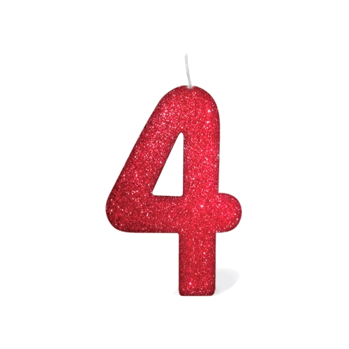 Vela Vermelha Glitter Numero 4