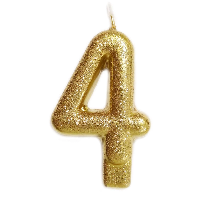 Vela Dourada Glitter Numero 4