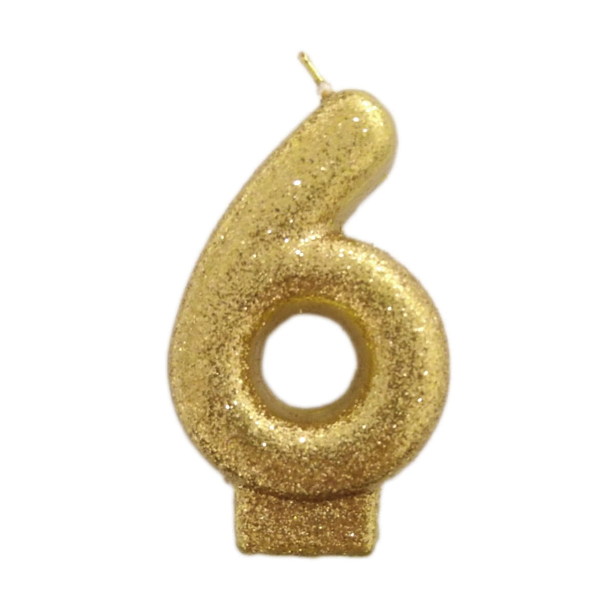 Vela Dourada Glitter Numero 6