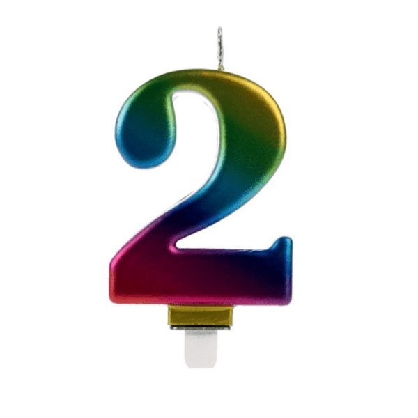 Vela Wave Colorida Numero 2 Silver Plastic