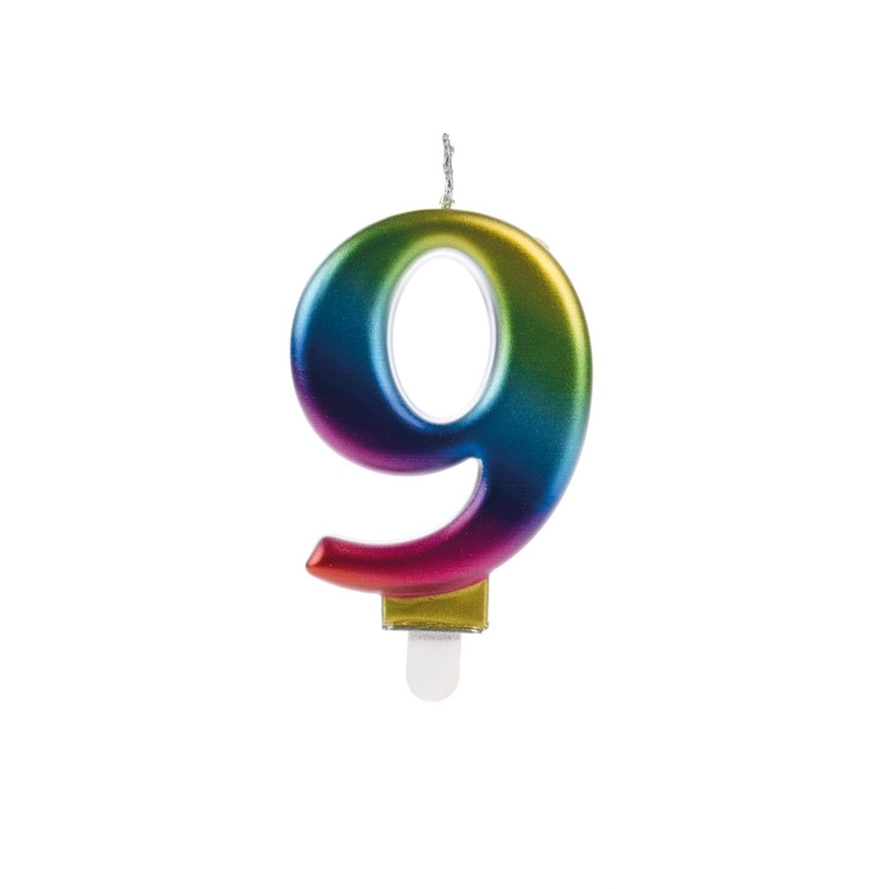 Vela Wave Colorida Numero 9 Silver Plastic