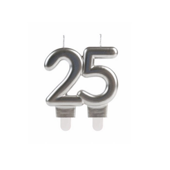 Vela 25 Anos Prata Silver Plastic