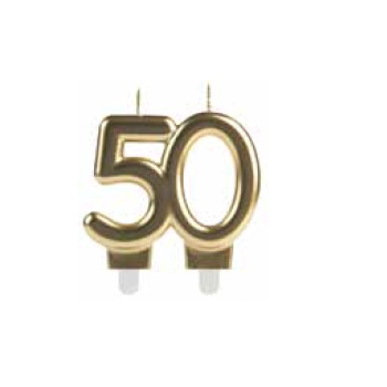 Vela 50 Anos Dourada Silver Plastic