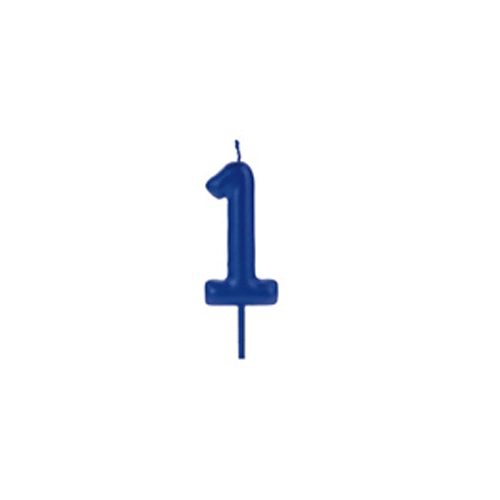 Vela Big Metalizada Azul Numero 1 Silver Plastic