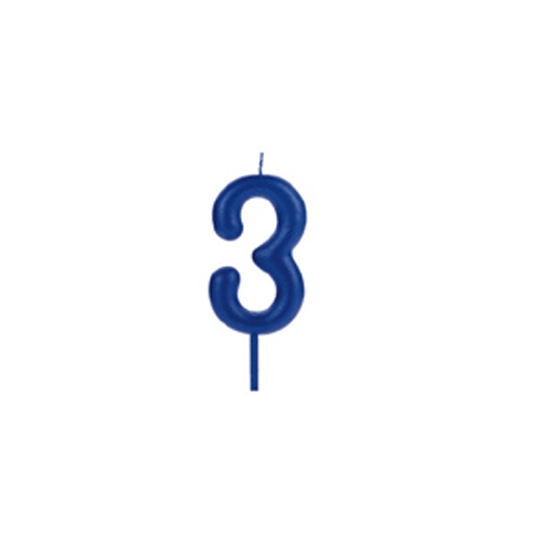 Vela Big Metalizada Azul Numero 3 Silver Plastic