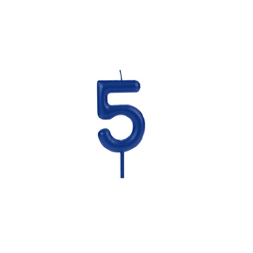 Vela Big Metalizada Azul Numero 5 Silver Plastic
