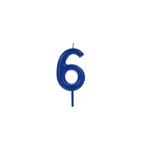 Vela Big Metalizada Azul Numero 6 Silver Plastic