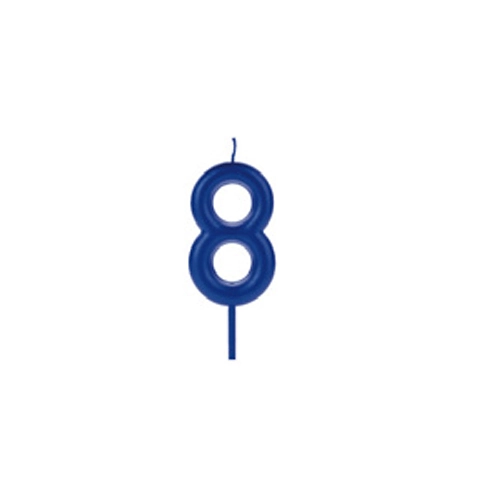 Vela Big Metalizada Azul Numero 8 Silver Plastic