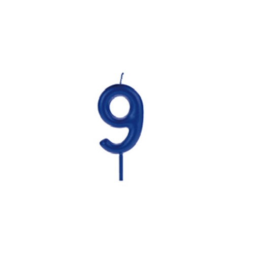 Vela Big Metalizada Azul Numero 9 Silver Plastic