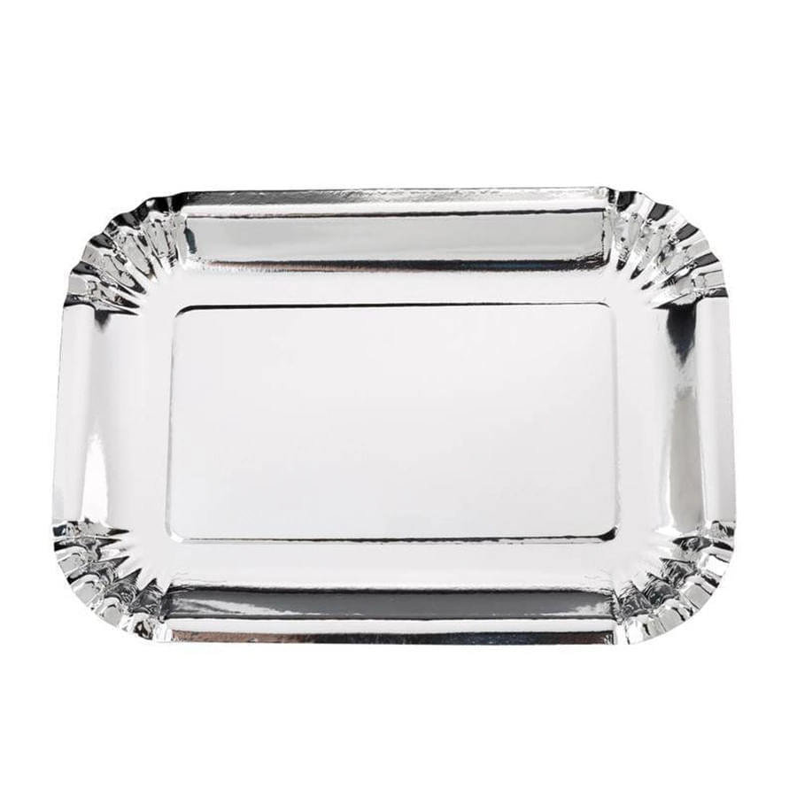 Prato Papel Retangular Prata Silver