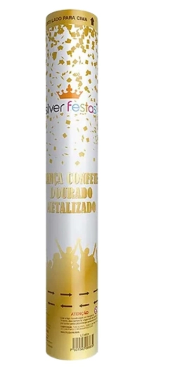 Lança Confetes Dourado Metalizado 30cm Silver Festas