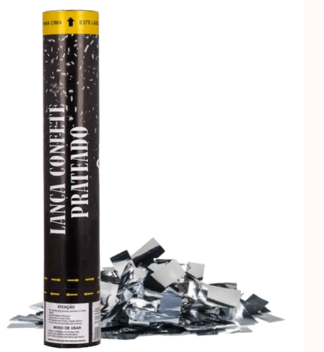 Lança Confetes Prata Metalizado 30cm Silver Festas