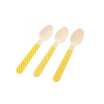Colher De Madeira Amarelo C/10 Silver Plastic
