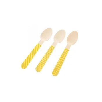Colher Sobremesa De Madeira Amarelo C/10 Silver