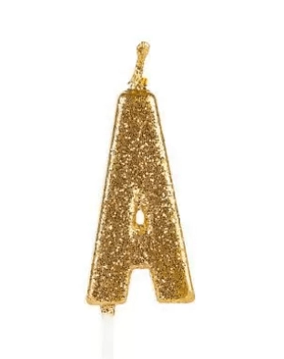 Vela Letra Glitter Dourada