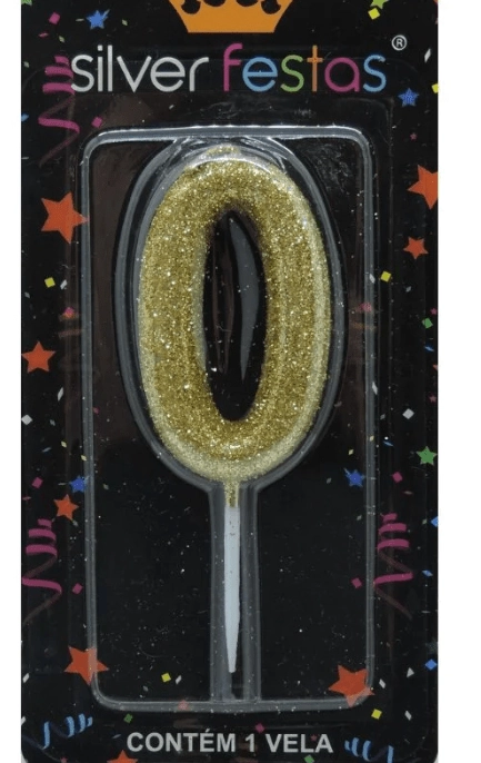 Vela Pq Dourada Glitter 0